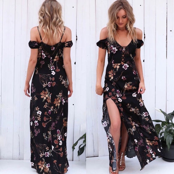 Off Shoulder Cross Front Floral Maxi Dress - Picture 2 of 3